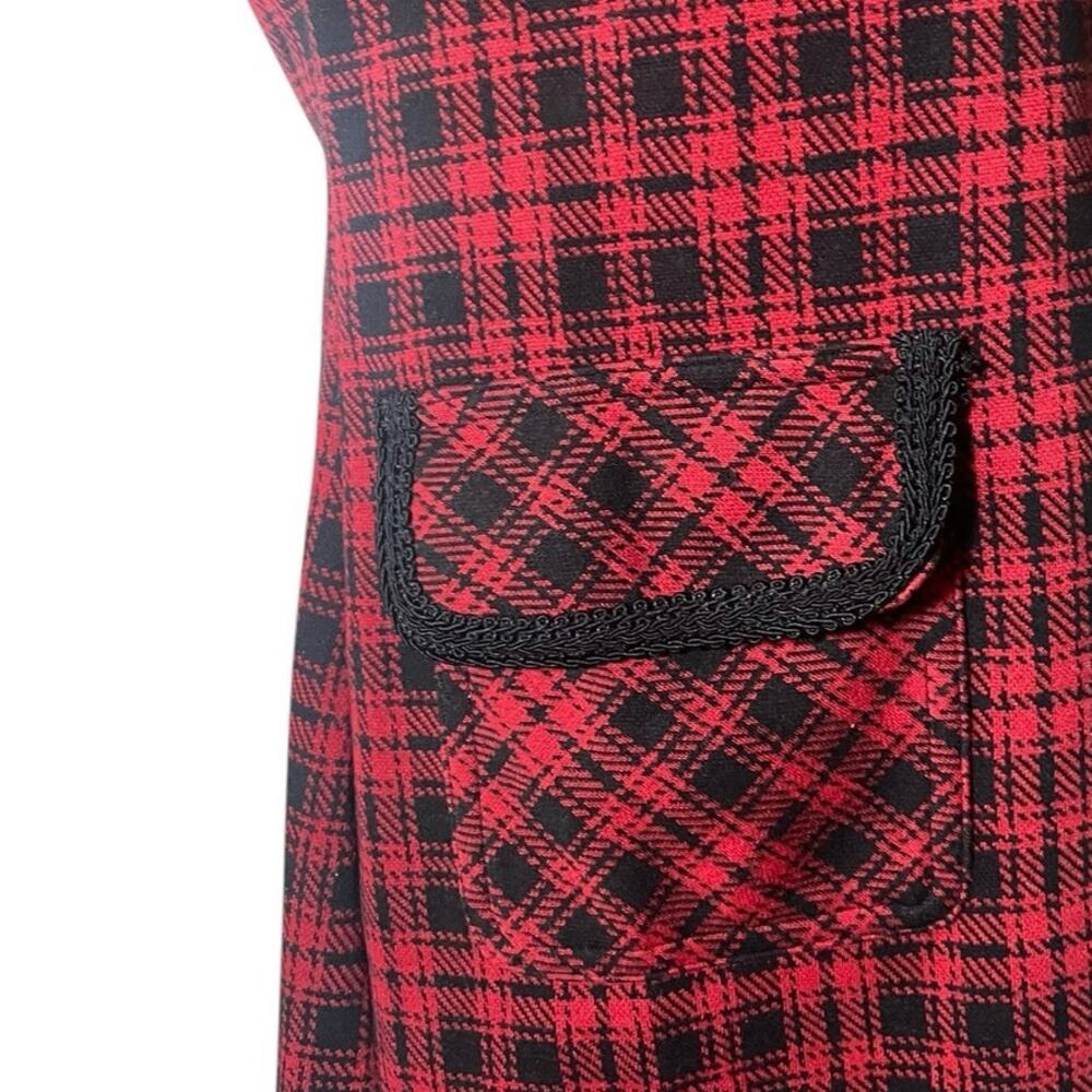 Tommy Hilfiger Women 10 Red Black Tartan Plaid Jumper Dress Preppy Dark Academia - Picture 5 of 13